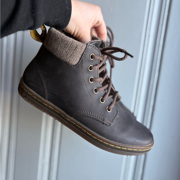 Dr Martens Maelly Brown Leather Ankle Boots Womens Size 7 Padded Collar Doc - Picture 4 of 10